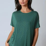 Green Embellished Round Neck T-Shirt