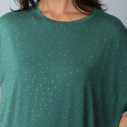Green Embellished Round Neck T-Shirt