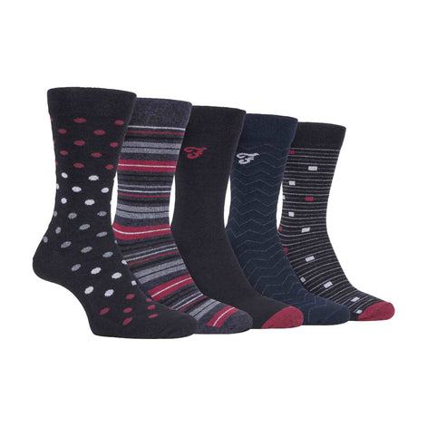 5 Pack Men's Patterned Cotton Dress Socks