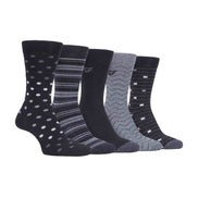 5 Pack Men's Patterned Cotton Dress Socks