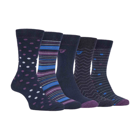 5 Pack Men's Patterned Cotton Dress Socks
