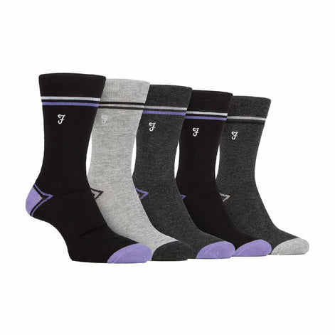 5 Pack Men's Bamboo Bright Striped Patterned Socks