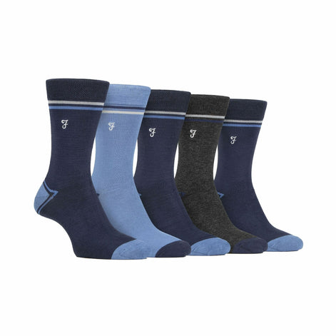 5 Pack Men's Bamboo Bright Striped Patterned Socks