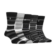 5 Pack Men's Bamboo Bright Striped Patterned Socks