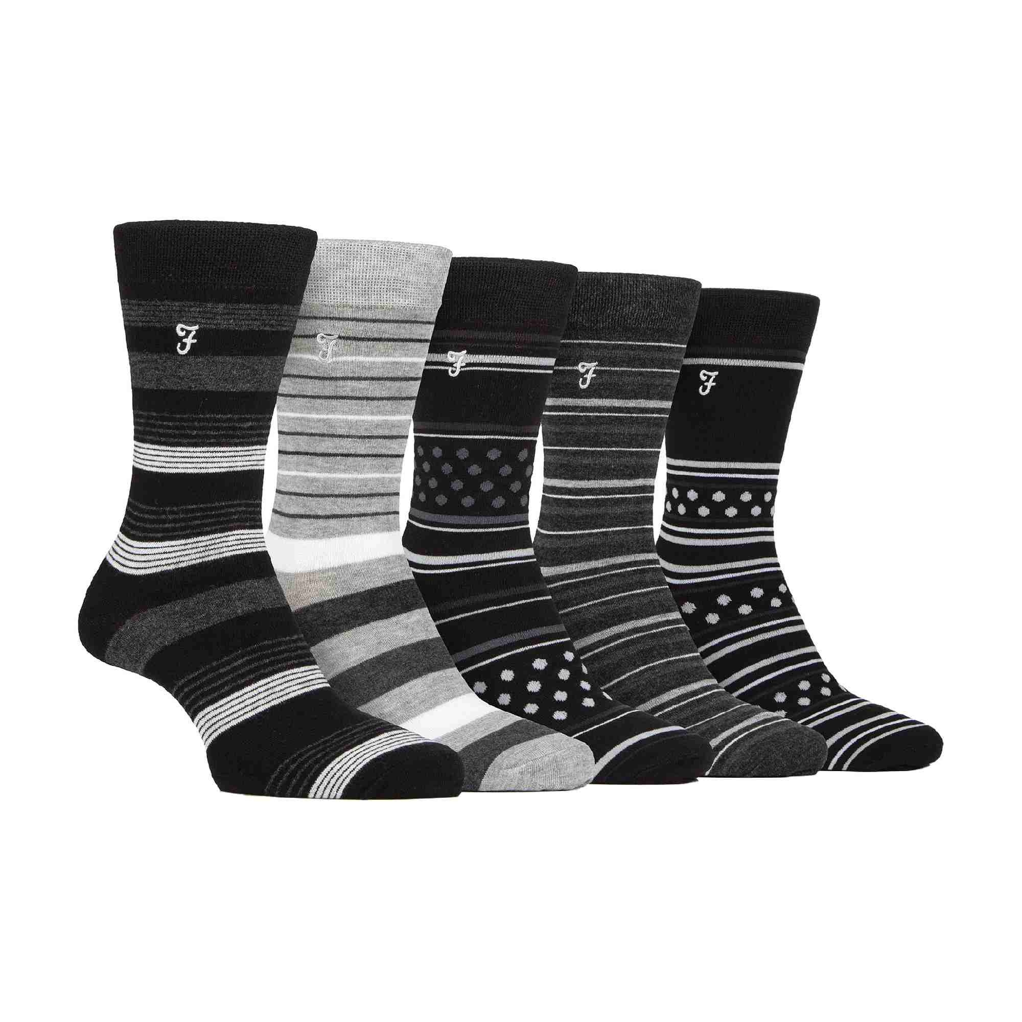 5 Pack Men's Bamboo Bright Striped Patterned Socks
