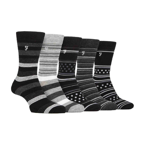 5 Pack Men's Bamboo Bright Striped Patterned Socks