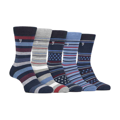 5 Pack Men's Bamboo Bright Striped Patterned Socks