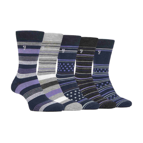 5 Pack Men's Bamboo Bright Striped Patterned Socks