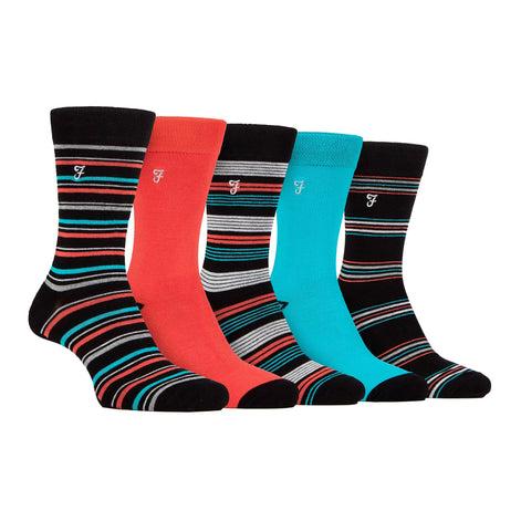 5 Pack Men's Bamboo Bright Striped Patterned Socks
