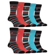 Mens 10 Pair Multi-Pack Bright Bamboo Socks