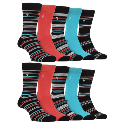 Mens 10 Pair Multi-Pack Bright Bamboo Socks
