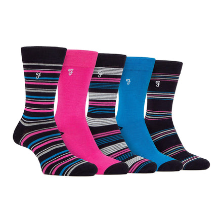 5 Pack Men's Bamboo Bright Striped Patterned Socks