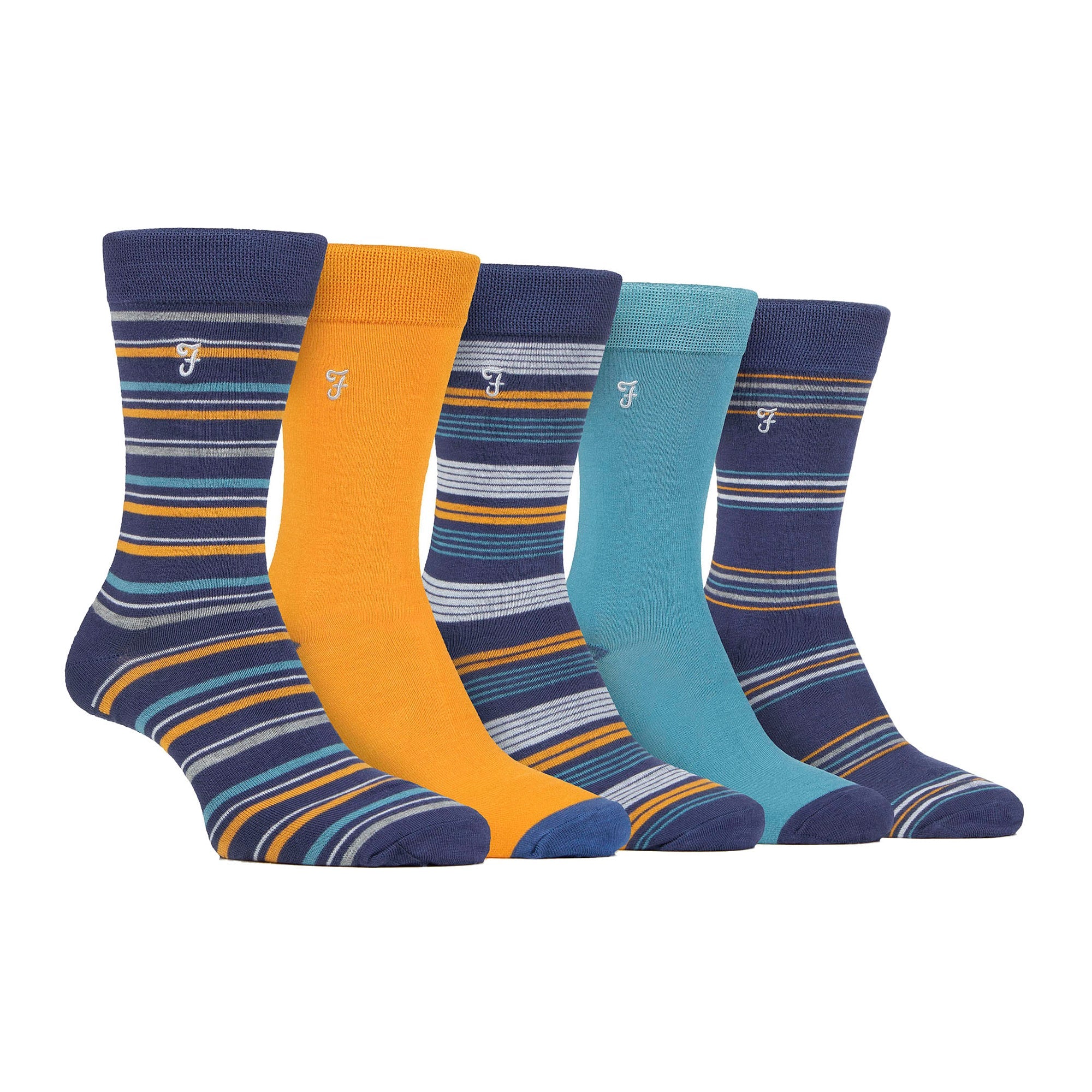 5 Pack Men's Bamboo Bright Striped Patterned Socks
