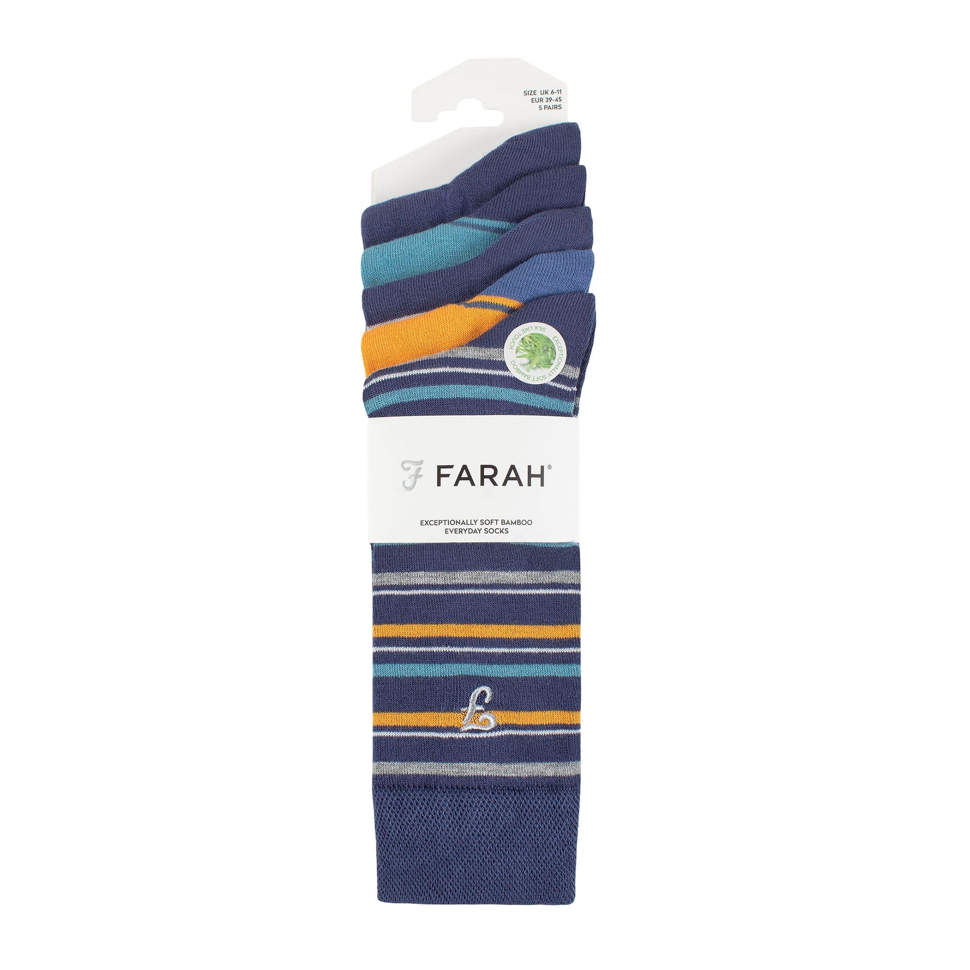 5 Pack Men's Bamboo Bright Striped Patterned Socks