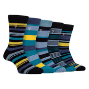 5 Pack Mens Bamboo Patterned Socks - Soft Breathable Stylish Everyday Comfort