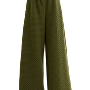 Flory Scallop Quilt Wide Leg Trouser - Moss Green
