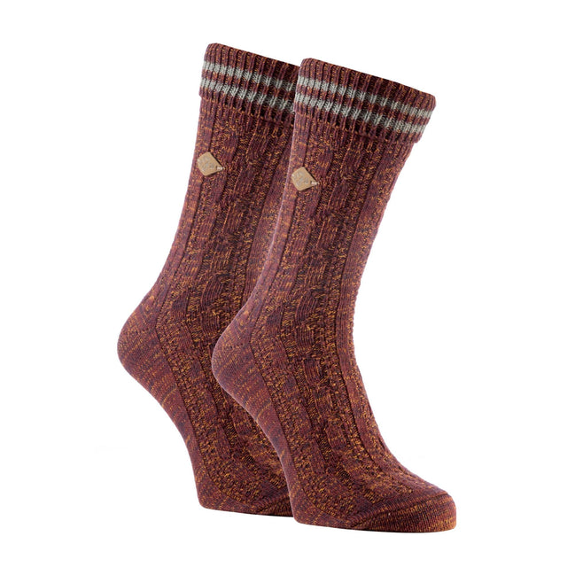 2 Pack Men's Cable Knit Cotton Boot Dress Socks with Turn Over Top