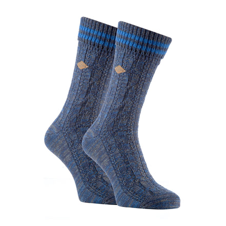 2 Pack Men's Cable Knit Cotton Boot Dress Socks with Turn Over Top