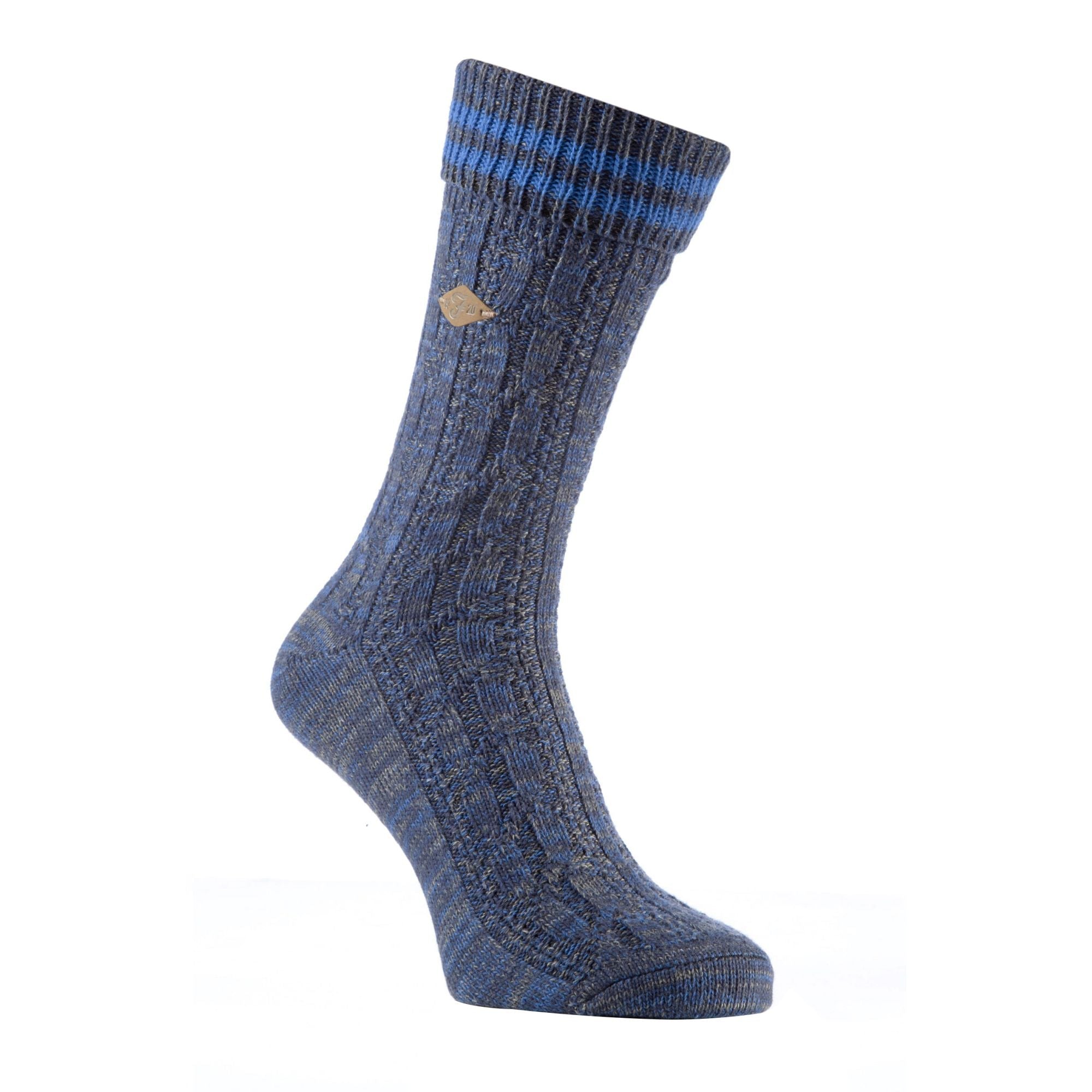 2 Pack Men's Cable Knit Cotton Boot Dress Socks with Turn Over Top