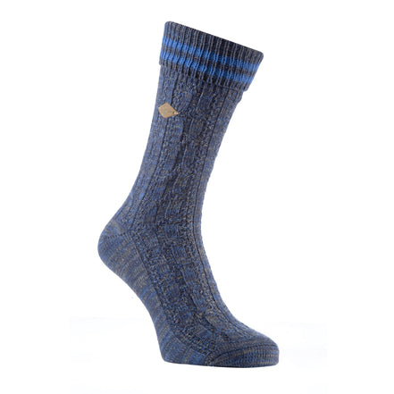 2 Pack Men's Cable Knit Cotton Boot Dress Socks with Turn Over Top