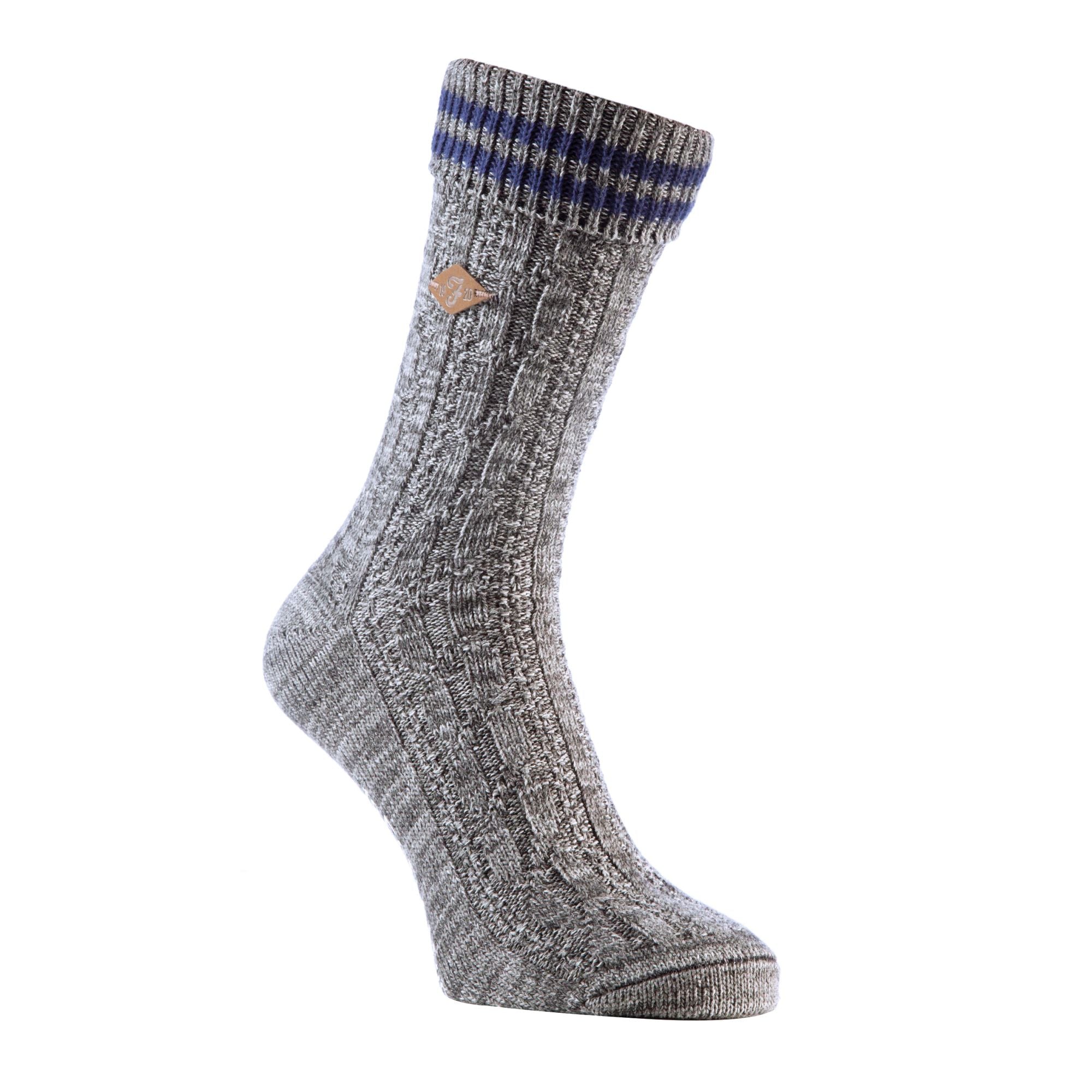 2 Pack Men's Cable Knit Cotton Boot Dress Socks with Turn Over Top