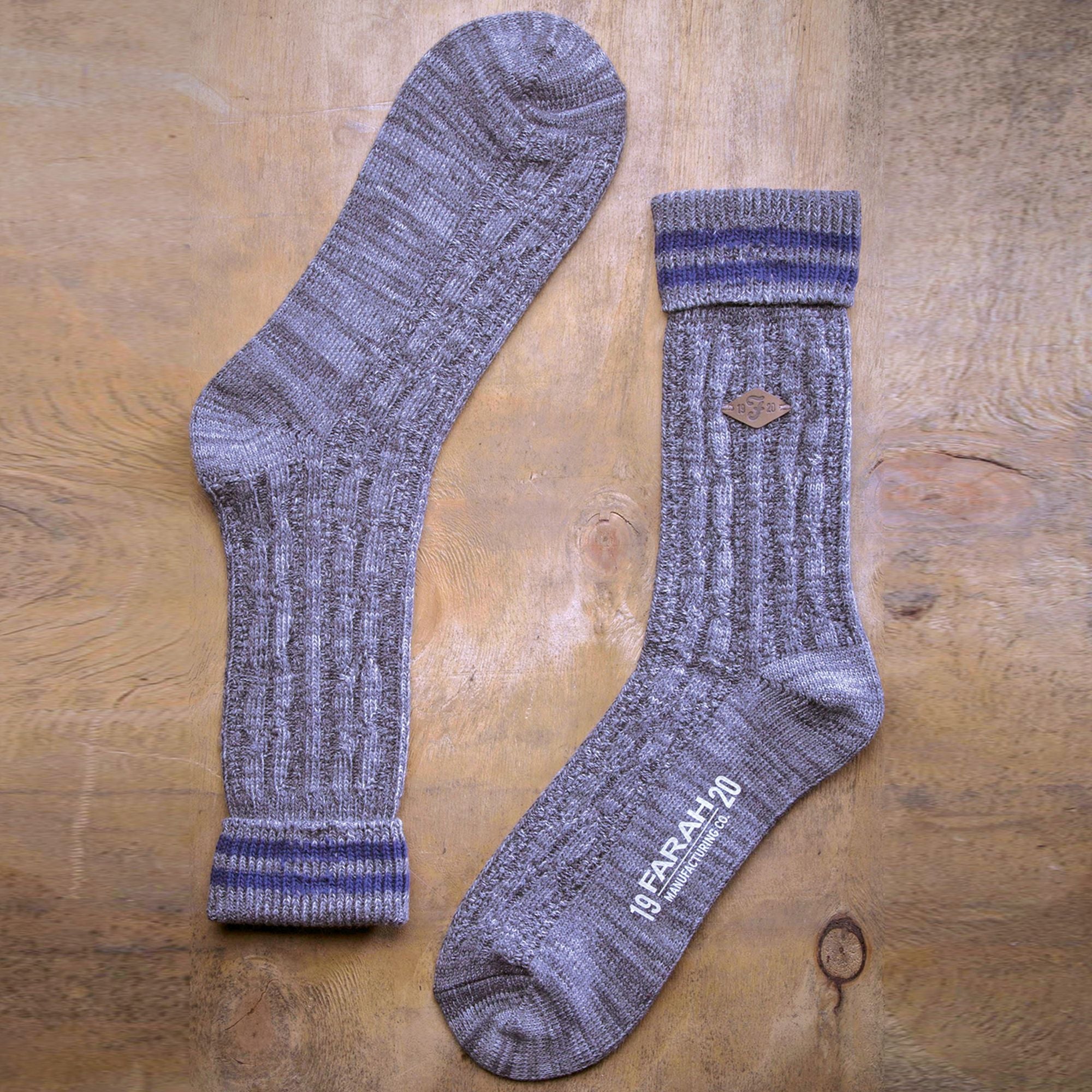 2 Pack Men's Cable Knit Cotton Boot Dress Socks with Turn Over Top