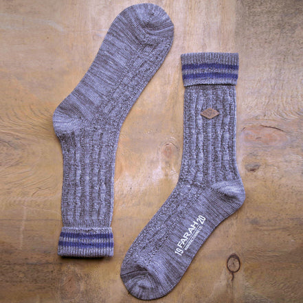 2 Pack Men's Cable Knit Cotton Boot Dress Socks with Turn Over Top