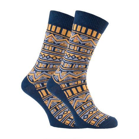 2 Pack Mens Vintage Aztec Patterned Colourful Cotton Socks