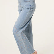 Light Blue Eyelet Embroidered Jeans