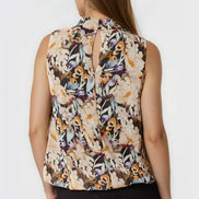 Black Floral High Neck Puffball Top