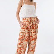 Orange Floral Balloon Trousers