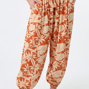 Orange Floral Balloon Trousers