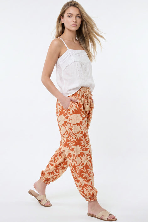 Orange Floral Balloon Trousers