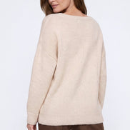 Beige Crew Neck Long Sleeve Jumper