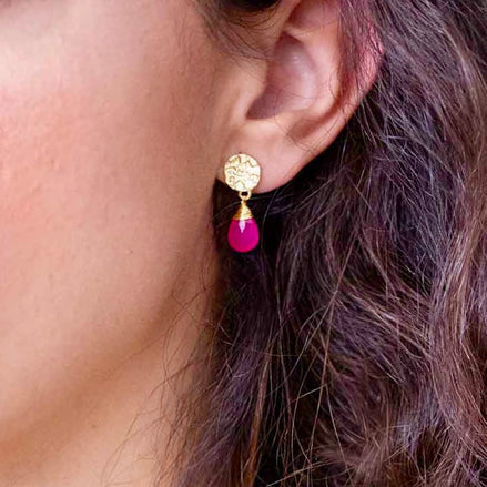 Classic Athena Kate Drop Earrings: Fuchsia Onyx