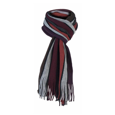 Mens Italian Inspired Warm Knitted Striped Winter Scarf