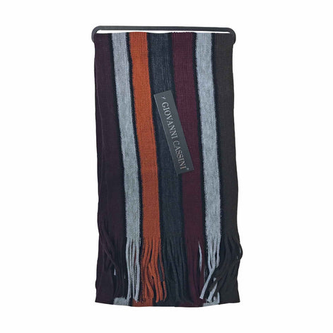 Mens Italian Inspired Warm Knitted Striped Winter Scarf