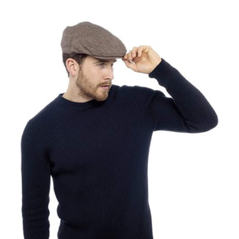 Mens Checked Wool Blend Traditional Flat Cap