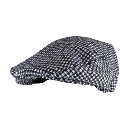 Mens Checked Wool Blend Traditional Flat Cap