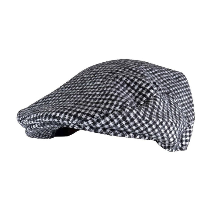 Mens Checked Wool Blend Traditional Flat Cap