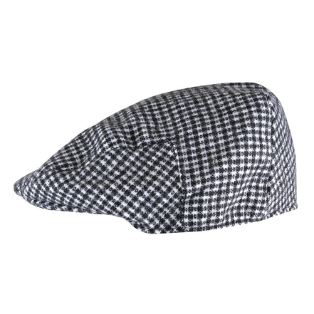 Mens Checked Wool Blend Traditional Flat Cap