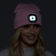 Ladies Led Beanie Hat | Knitted Rechargeable Beanie with Headlamp