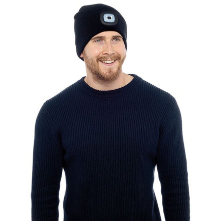Ladies & Men's Winter Knit Beanie Hat with LED Light Torch