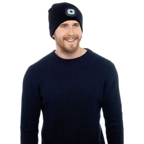 Ladies & Men's Winter Knit Beanie Hat with LED Light Torch
