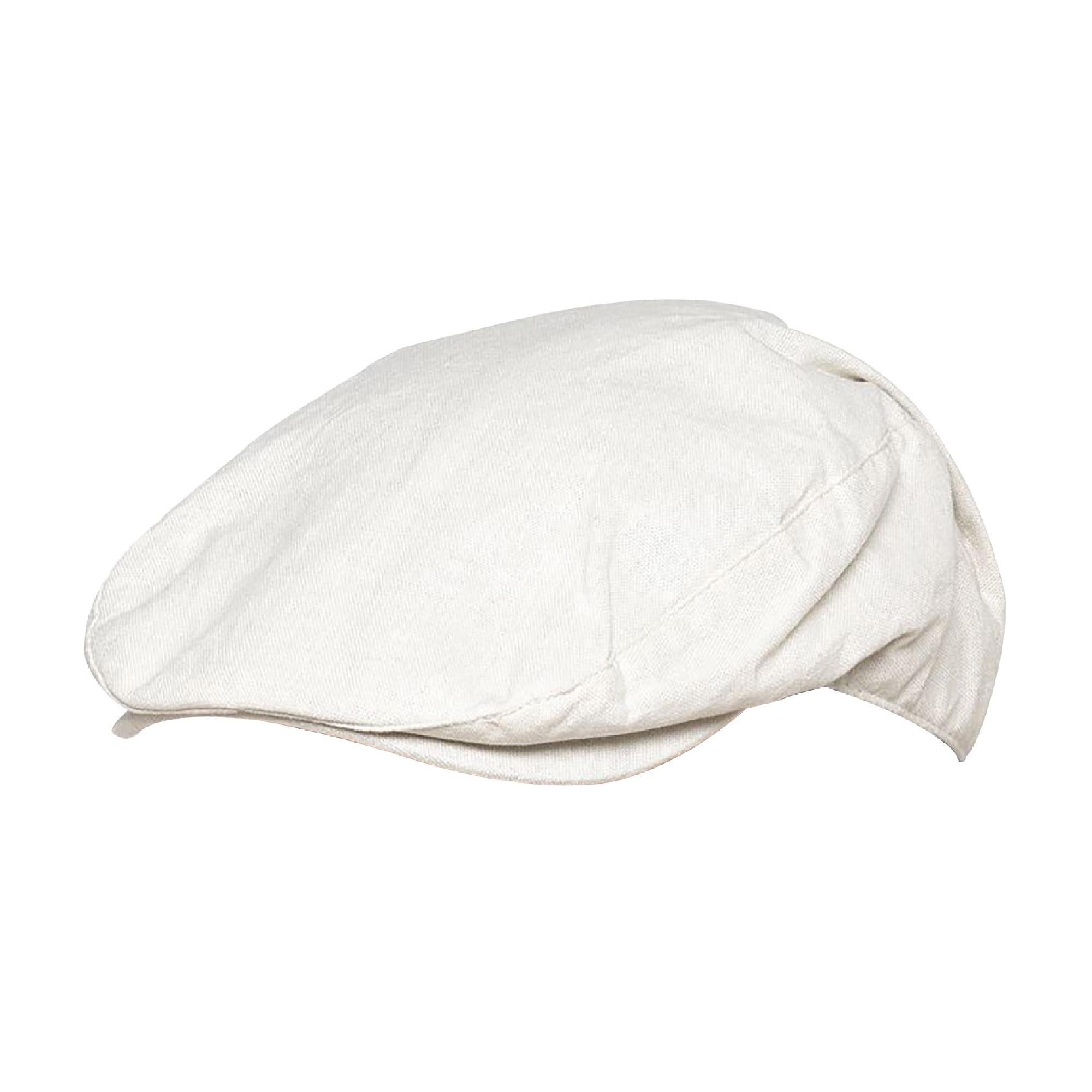 Mens Linen Flat Cap Vintage Style in Cream & Denim Blue