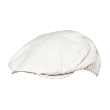Mens Linen Flat Cap Vintage Style in Cream & Denim Blue