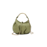 Green Faux Leather Top Handle Handbag with Knot Detail