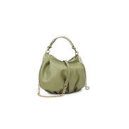 Green Faux Leather Top Handle Handbag with Knot Detail