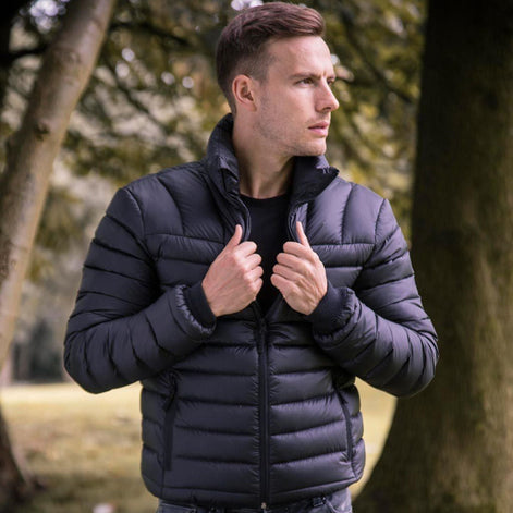 Mens Thermal Waterproof Fleece Lined Quilted Puffer Jacket Coat in a Bag