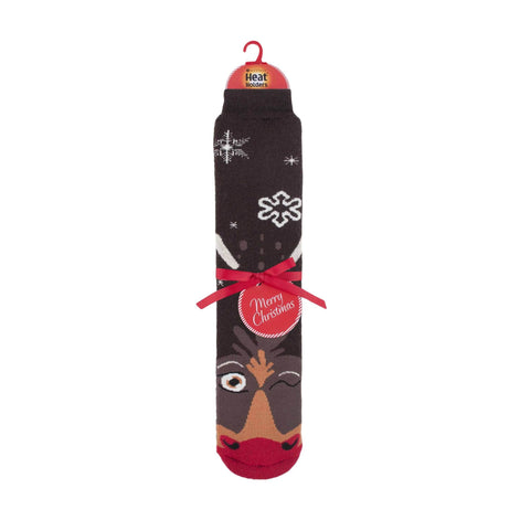 Ladies Christmas Non Slip Thermal Slipper Socks with Grippers
